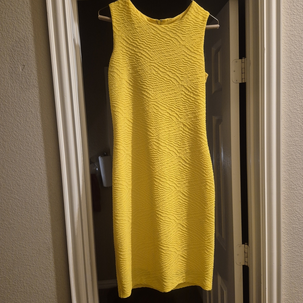 "SOLD" Calvin Klein Vibrant Yellow Midi Dress